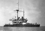Thunderer 1872: Devastation Class Turret ship; Port Guard Ship at Pembroke; Shown after her 1892 modification to BL guns