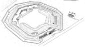 Isometric drawing of Pewley Hill Mobilisation Centre by Roger Gill