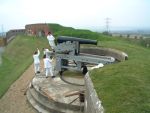 The PAV with the 64pr RML on the west rampart at Fort Nelson