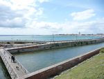 Kings Bastion and Long Curtain: Portsmouth: View seawards towards Gosport from Kings Bastion