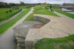 Kings Bastion and Long Curtain: Portsmouth: View along Long Curtain with 12pr Q.F. Battery