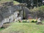 Fort Loncin: Central Massif with destroyed armoured searchlight turret