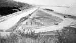 Stokes Bay Lines: Gosport: Old postcard: view from No.2 Battery along the Stokes Bay Moat looking east