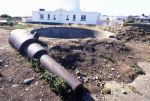 Flatholm Island pit for a 7-inch RML on Disappearing Mounting Pattern I: The barrel is a 7-inch of 7tons.