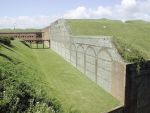 Fort Nelson: The west gorge ditch with bridge.